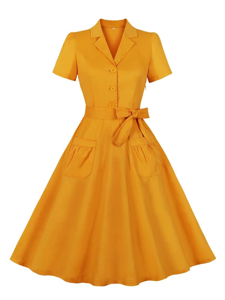 Robe Vintage Année 50 Jaune - Louise Vintage