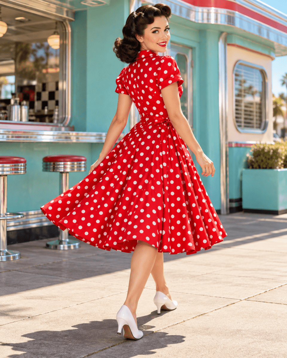 Robe Vintage Année 50 Rouge - Louise Vintage