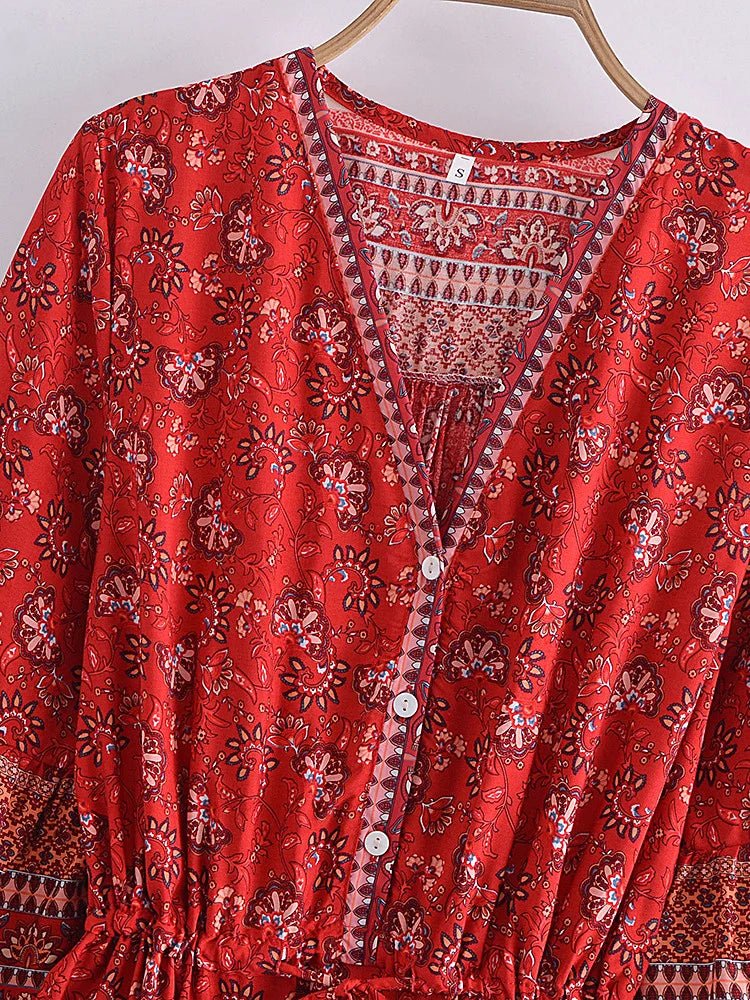 Robe Vintage Année 70 Rouge et Blanche - Louise Vintage
