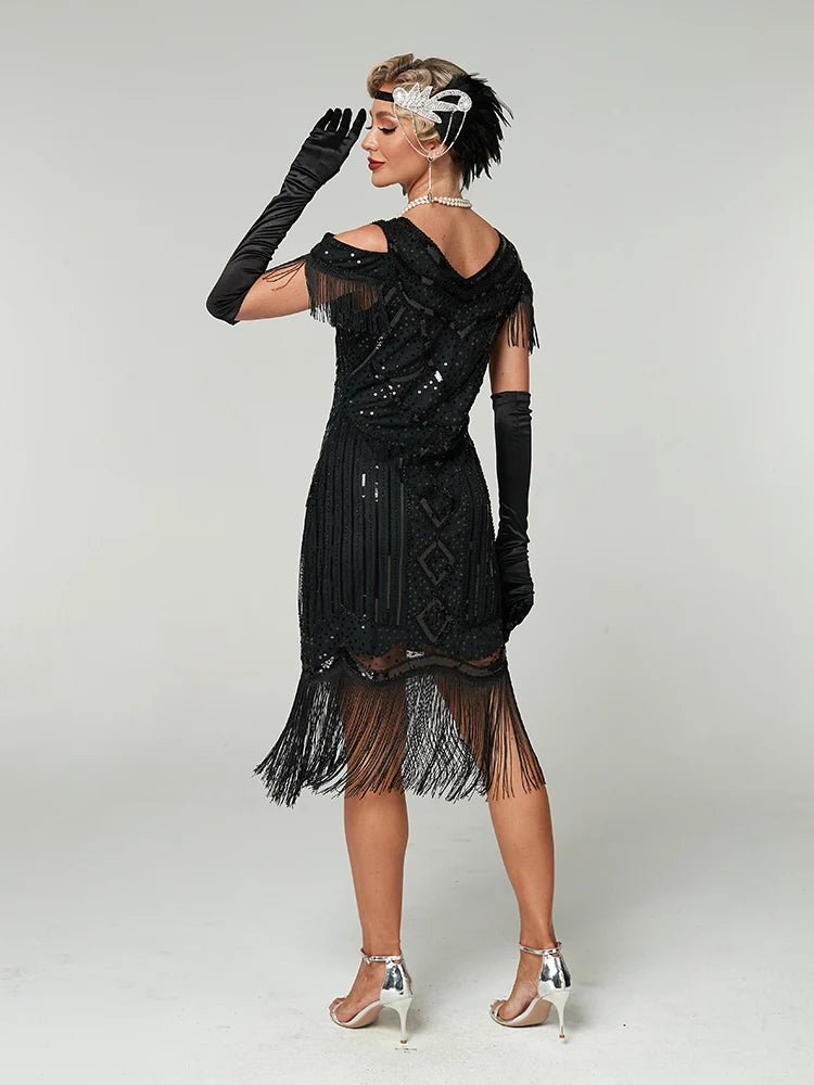 Robe Vintage Années 20 Flapper Doré - Louise Vintage