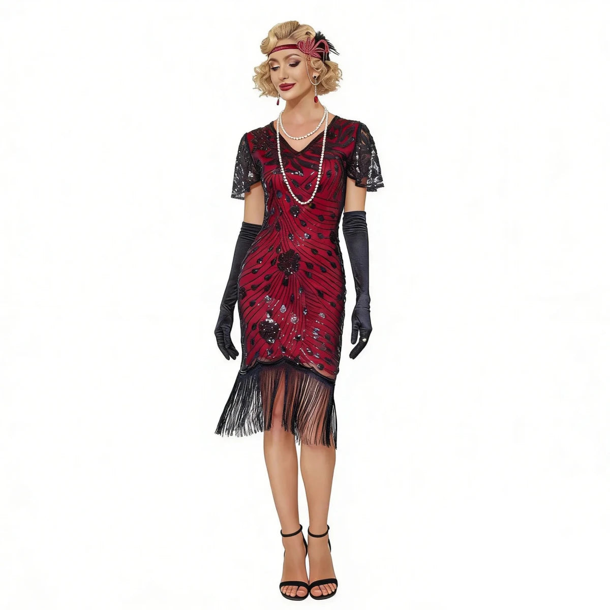 Robe Vintage Années 20 Gatsby Longue Rouge - Louise Vintage