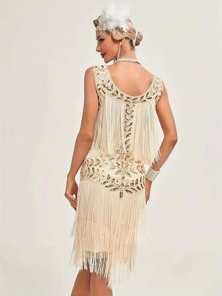 Robe Vintage Années 20 Rétro Beige - Louise Vintage