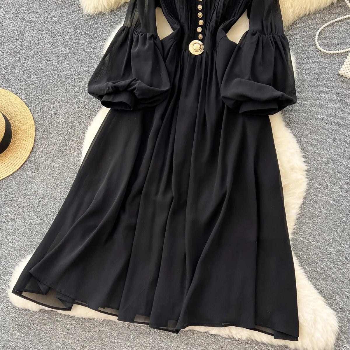 Robe Vintage Années 40 Lanterne Noire - Louise Vintage