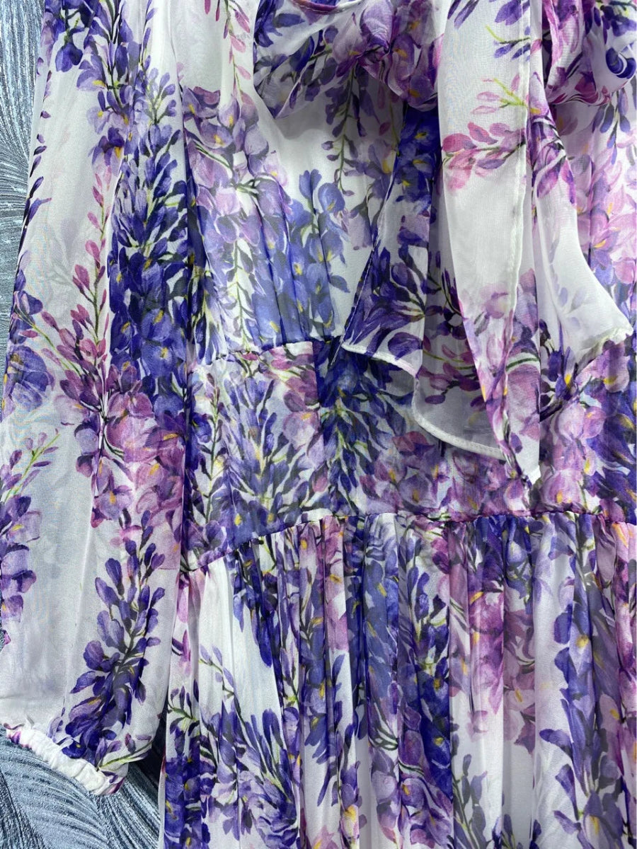 Robe Vintage Années 40 Longue Lavande - Louise Vintage