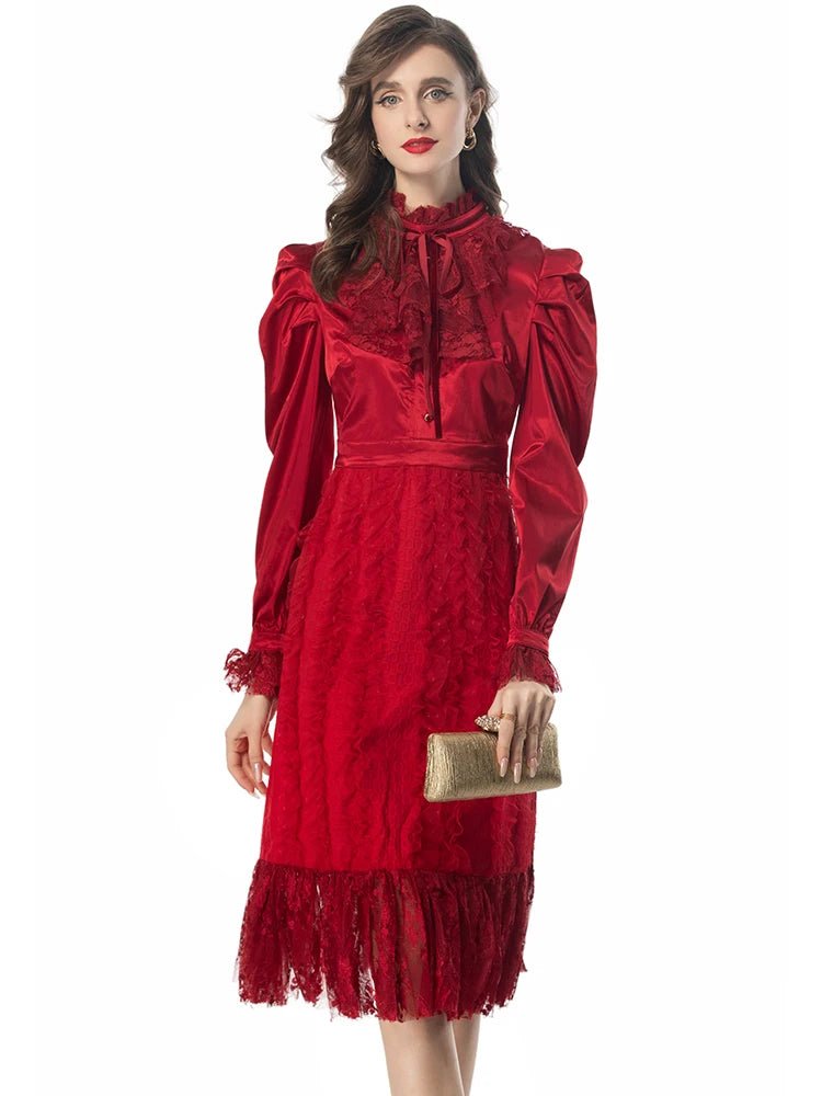 Robe Vintage Années 40 Rouge Taille Haute - Louise Vintage