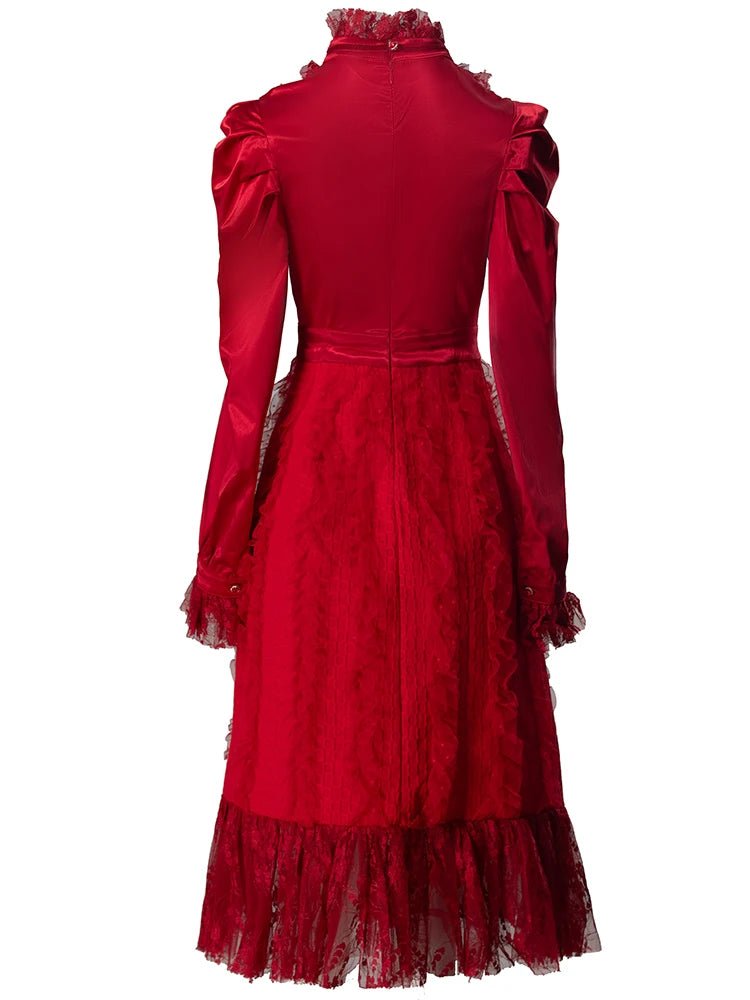 Robe Vintage Années 40 Rouge Taille Haute - Louise Vintage