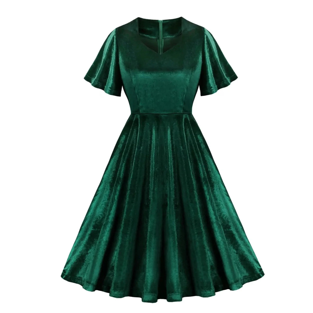 Robe Vintage Années 40 Velours Vert - Louise Vintage