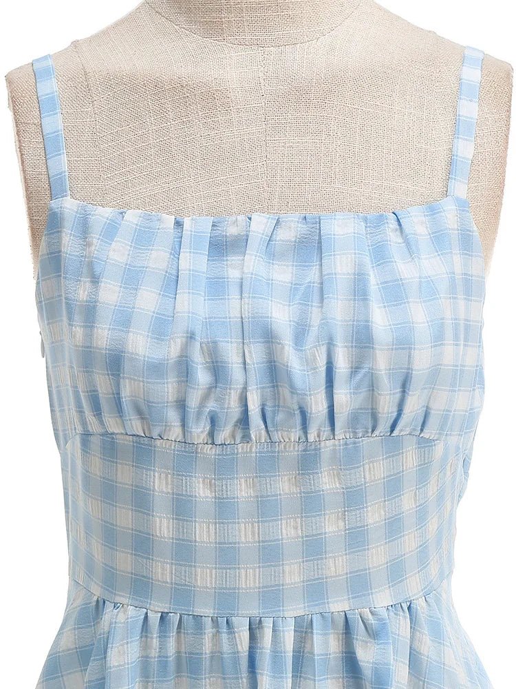 Robe Vintage Bleu Carreaux - Louise Vintage