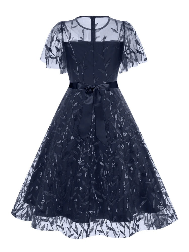 Robe Vintage Broderie Bleu - Louise Vintage