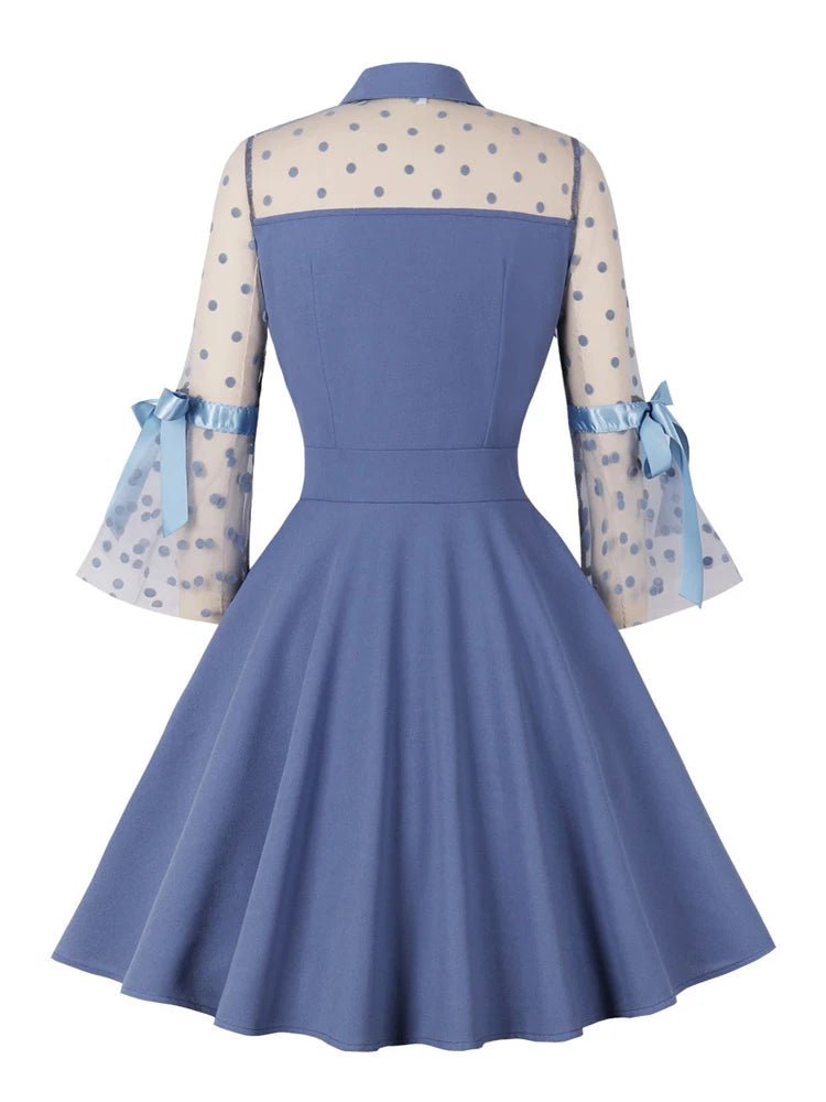 Robe Vintage Broderie Bleue Ciel - Louise Vintage