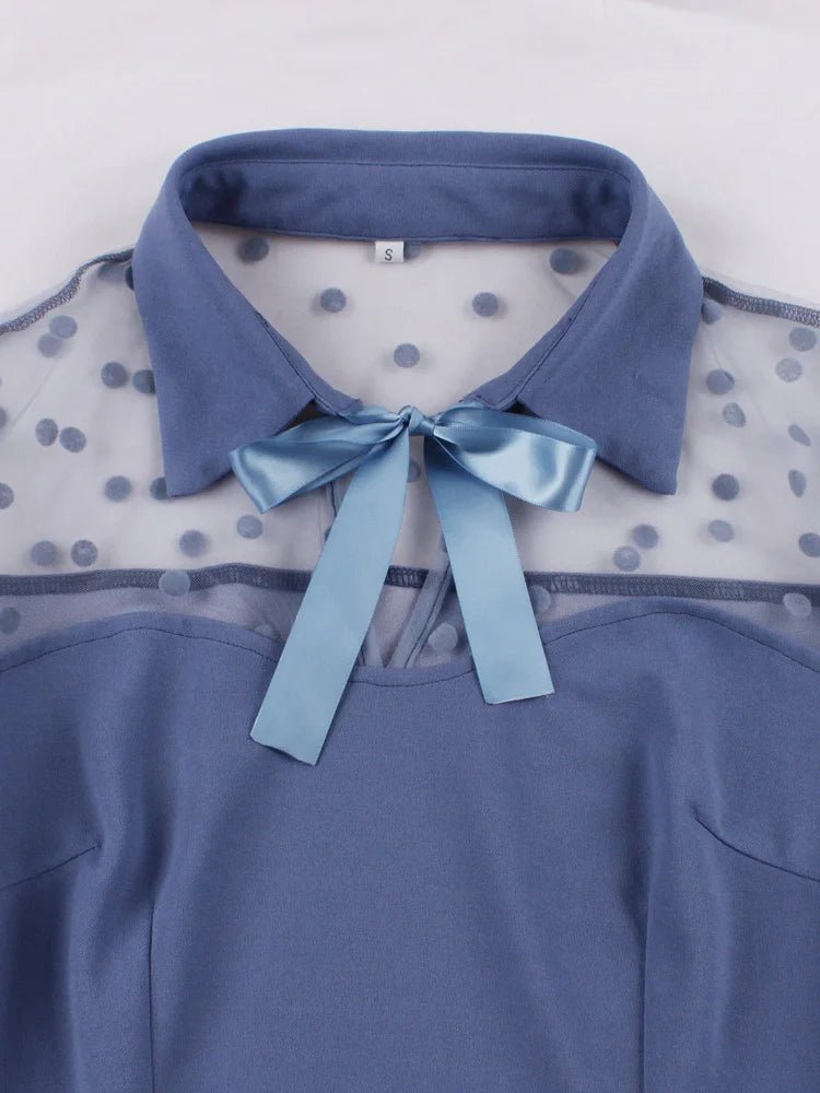 Robe Vintage Broderie Bleue Ciel - Louise Vintage