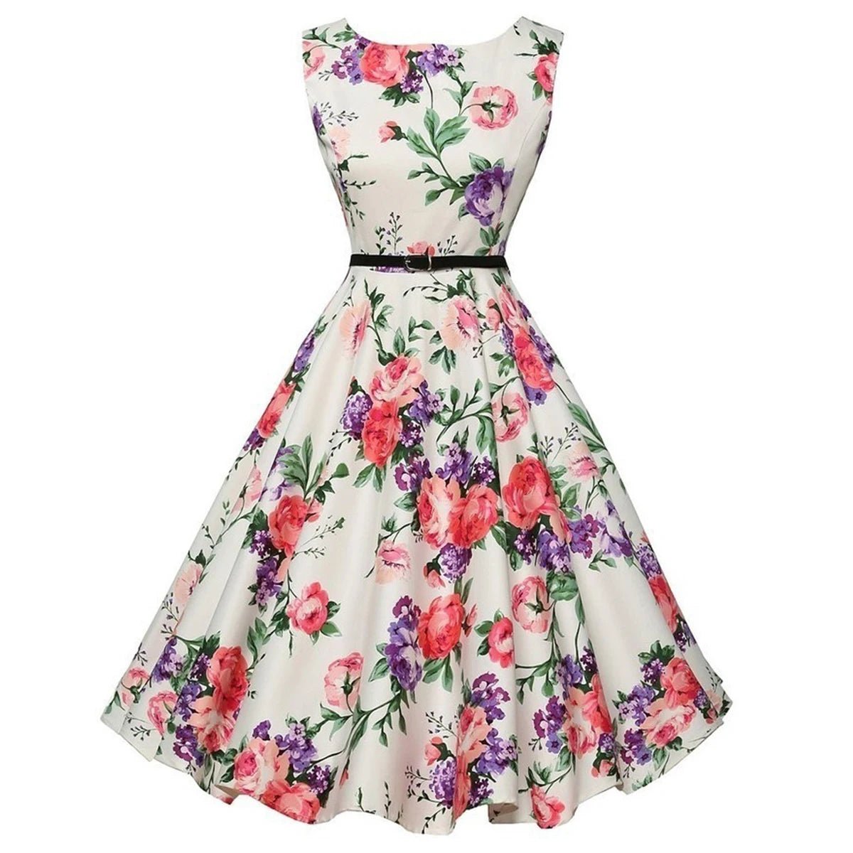 Robe Vintage Chic Rétro Belle Roses - Louise Vintage