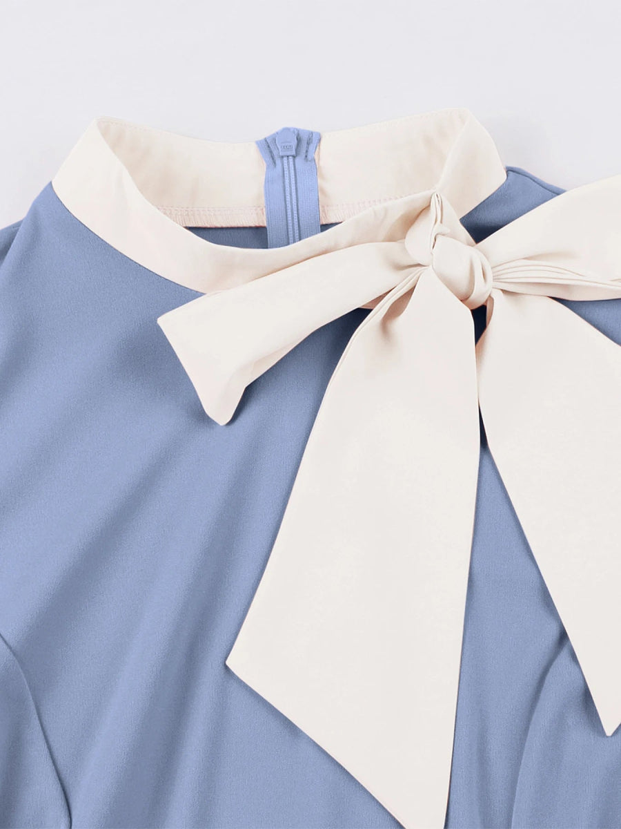 Robe Vintage Col Rond Bleue - Louise Vintage