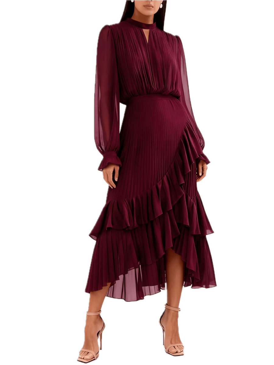 Robe Vintage Col V Fuschia - Louise Vintage