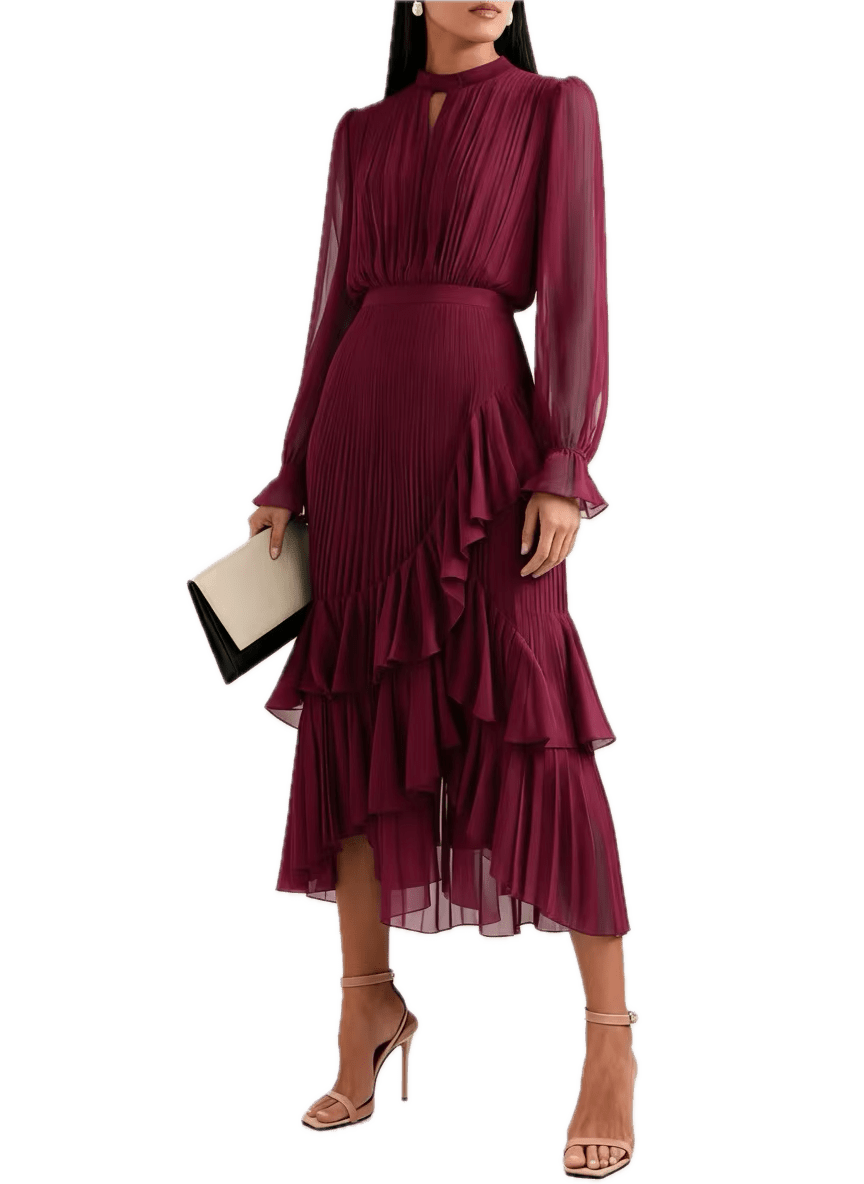 Robe Vintage Col V Fuschia - Louise Vintage