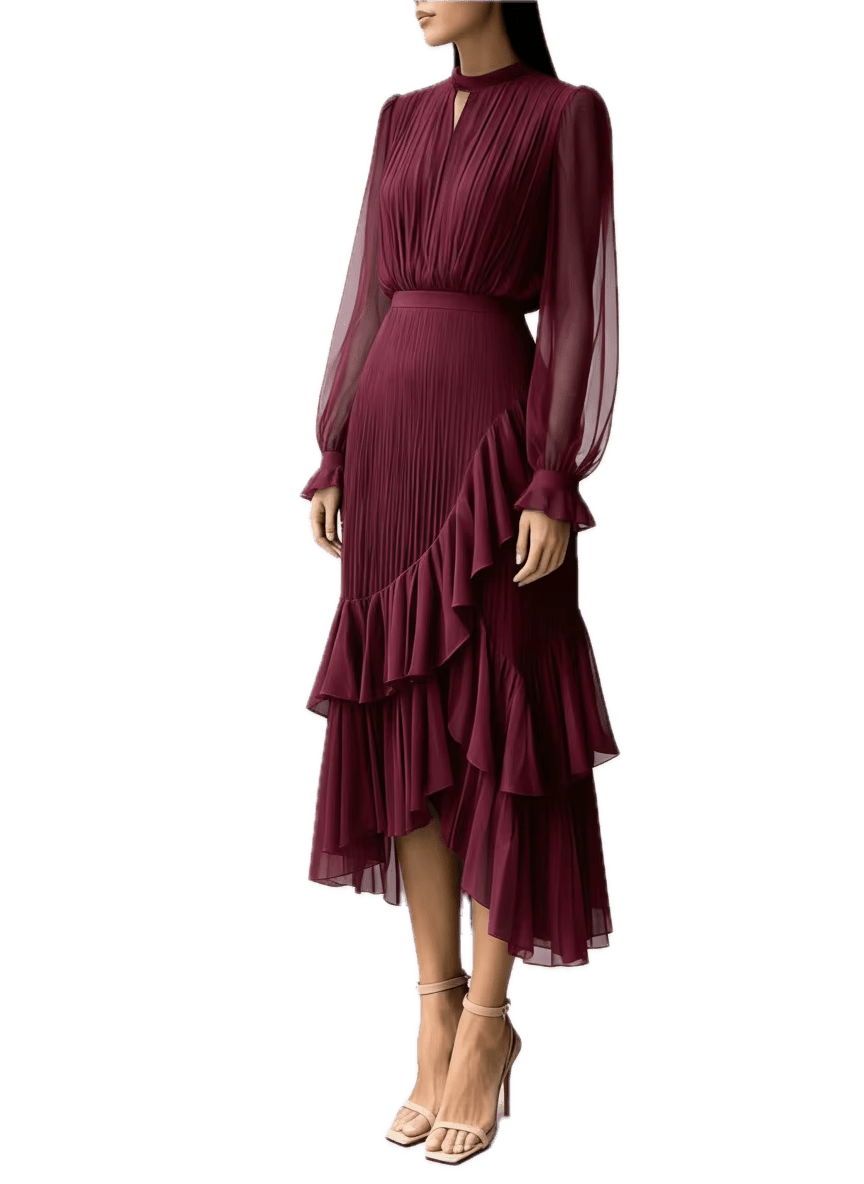 Robe Vintage Col V Fuschia - Louise Vintage