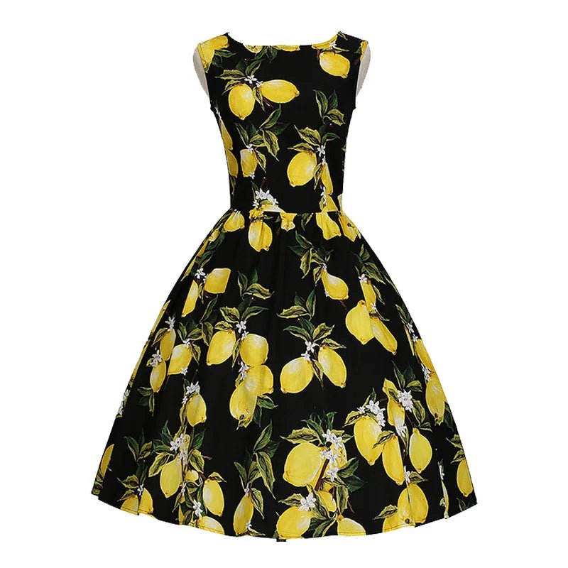 Robe Vintage Grande Taille Années 50 Citron - Louise Vintage