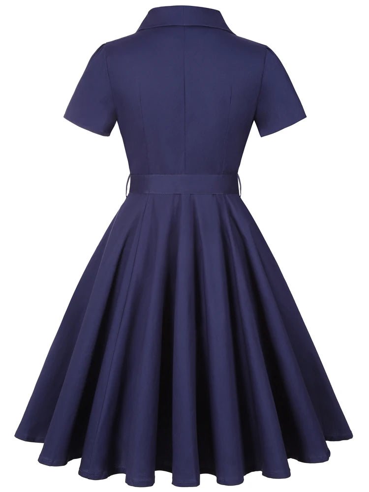 Robe Vintage Grande Taille Bleu uni - Louise Vintage