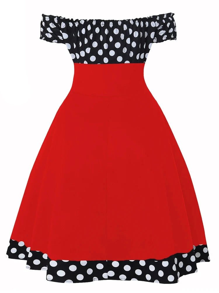 Robe Vintage Grande Taille Noir Rouge Pois - Louise Vintage