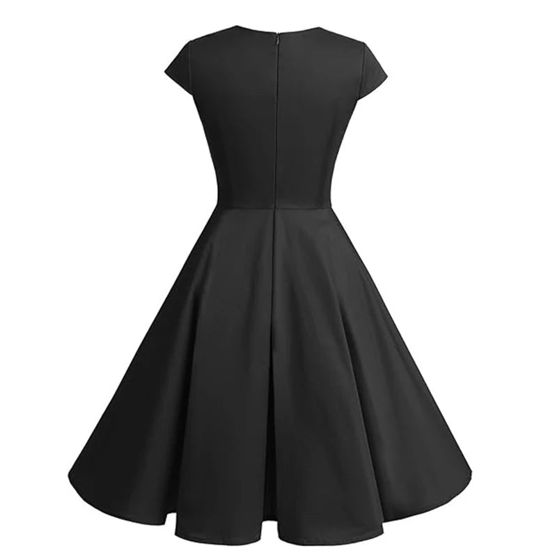Robe Vintage Grande Taille Noir uni - Louise Vintage