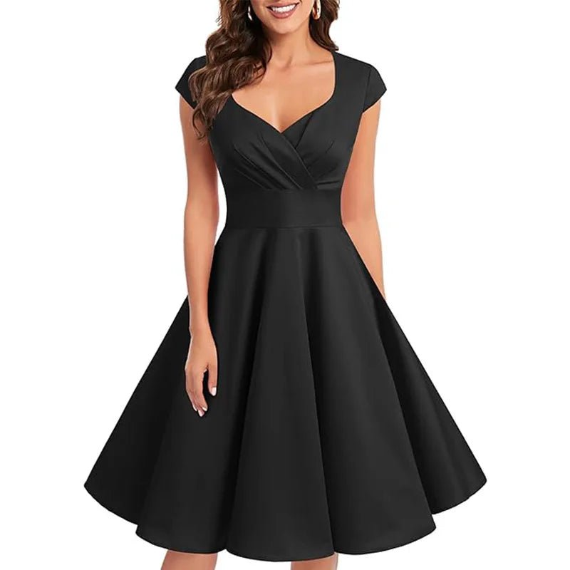 Robe Vintage Grande Taille Noir uni - Louise Vintage