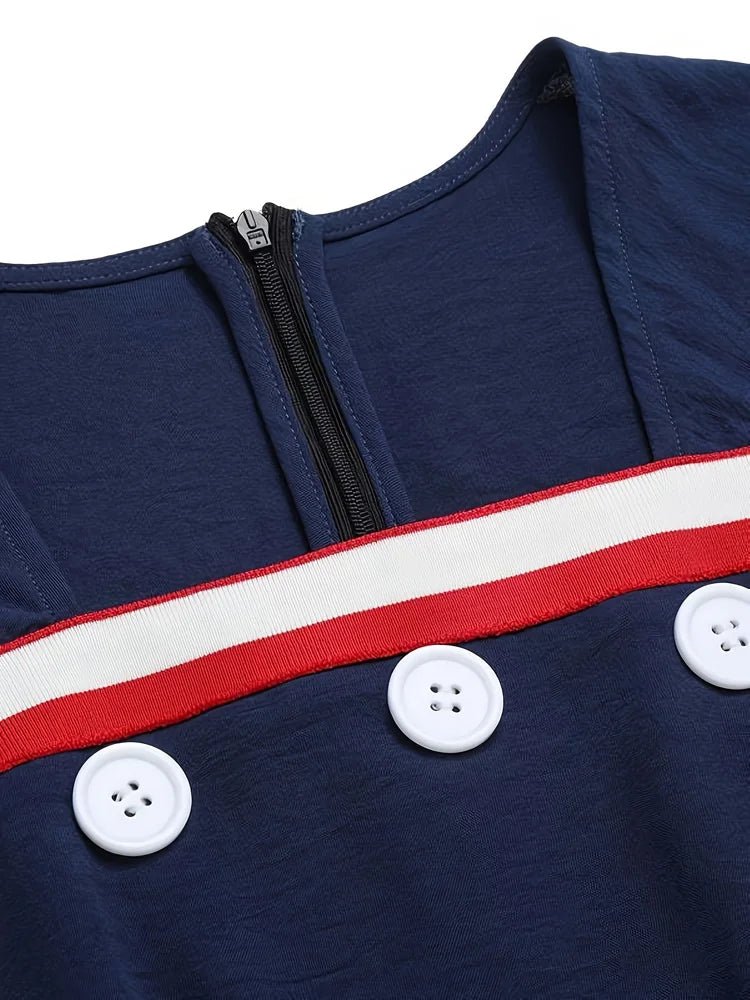 Robe Vintage Grande Taille Rayée Bleu - Louise Vintage