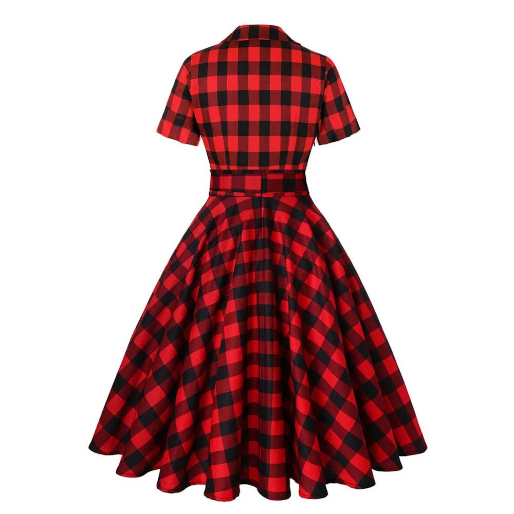 Robe Vintage Grande Taille Rouge Plaid - Louise Vintage