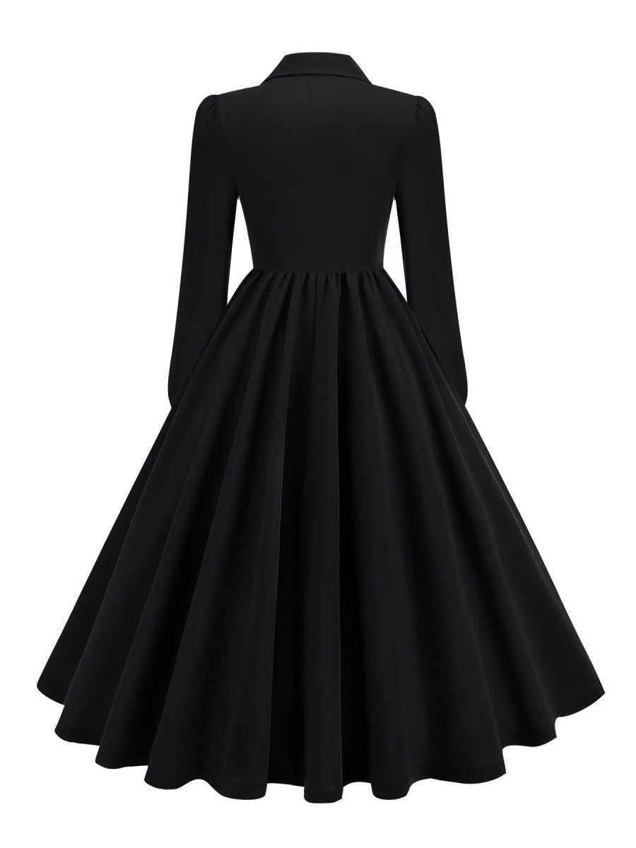 Robe Vintage Hiver Marine Fleurs - Louise Vintage