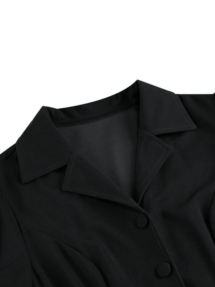 Robe Vintage Hiver Marine Fleurs - Louise Vintage