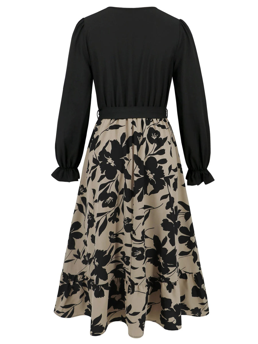 Robe Vintage Hiver Noire Fleurie - Louise Vintage