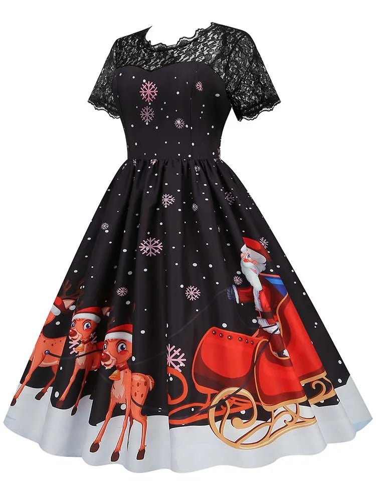 Robe Vintage Hiver Noire Noel - Louise Vintage