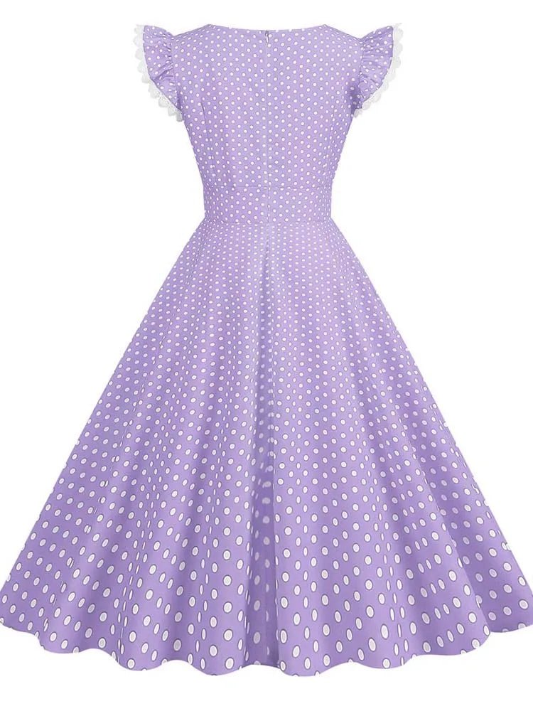 Robe Vintage Manches Courtes Lavande - Louise Vintage