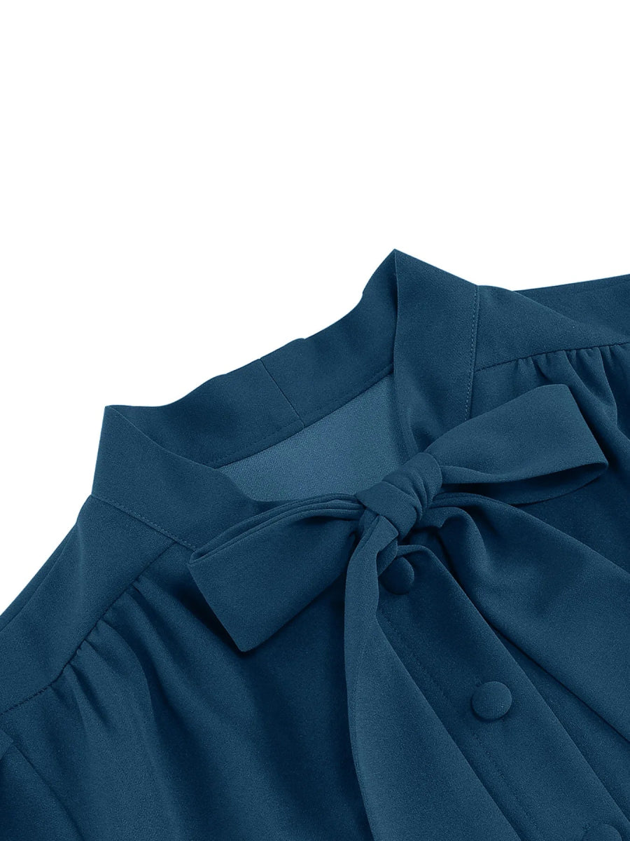 Robe Vintage Manches Longues Bleu - Louise Vintage