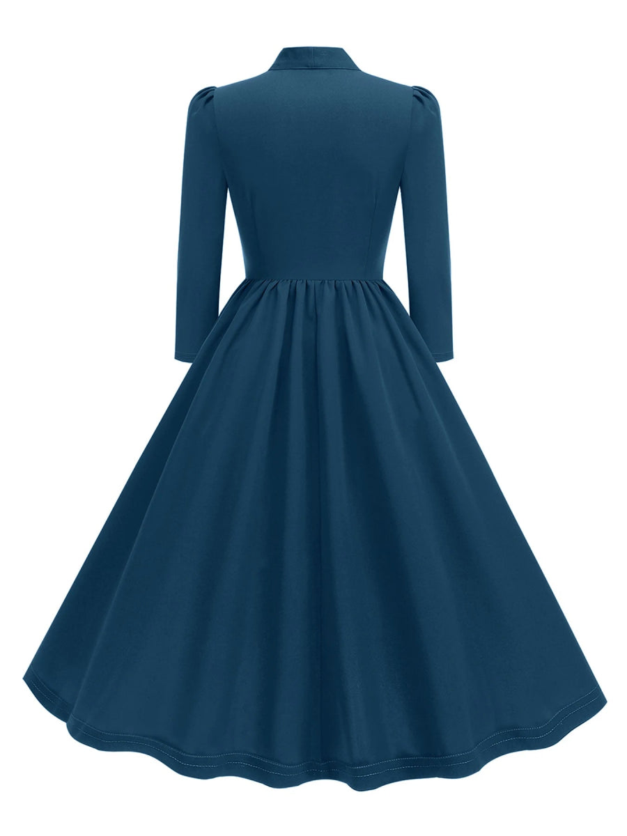 Robe Vintage Manches Longues Bleu - Louise Vintage