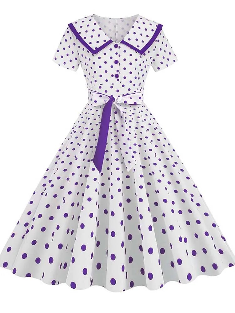 Robe Vintage Pin Up Violet Pois - Louise Vintage