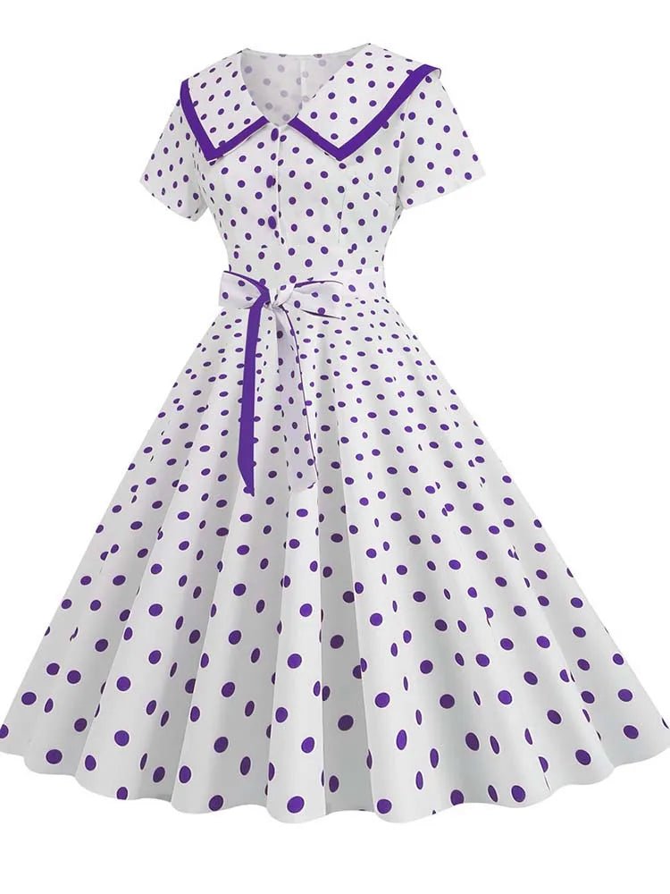 Robe Vintage Pin Up Violet Pois - Louise Vintage