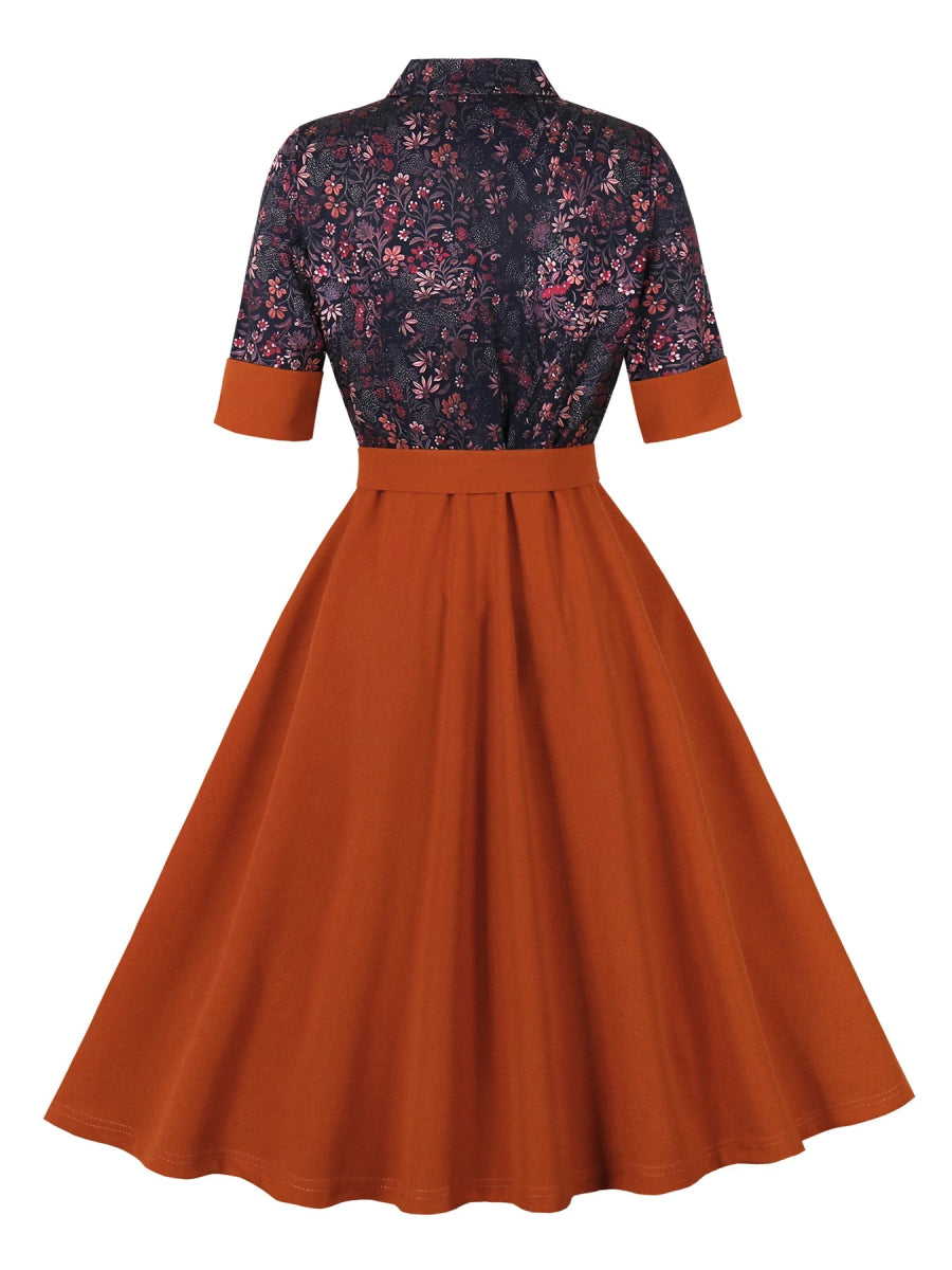 Robe Vintage Plissée Orange - Louise Vintage