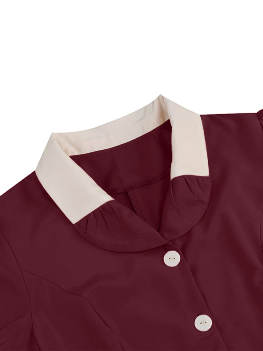 Robe Vintage Rockabilly 50s Bordeaux - Louise Vintage