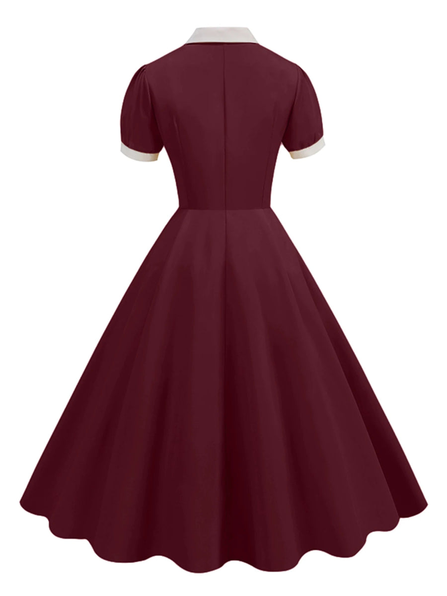 Robe Vintage Rockabilly 50s Bordeaux - Louise Vintage