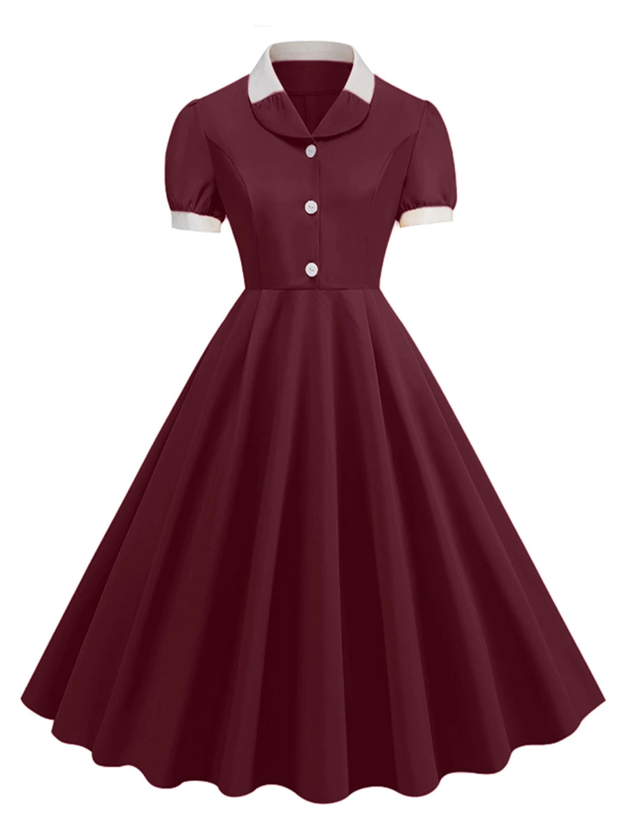 Robe Vintage Rockabilly 50s Bordeaux - Louise Vintage