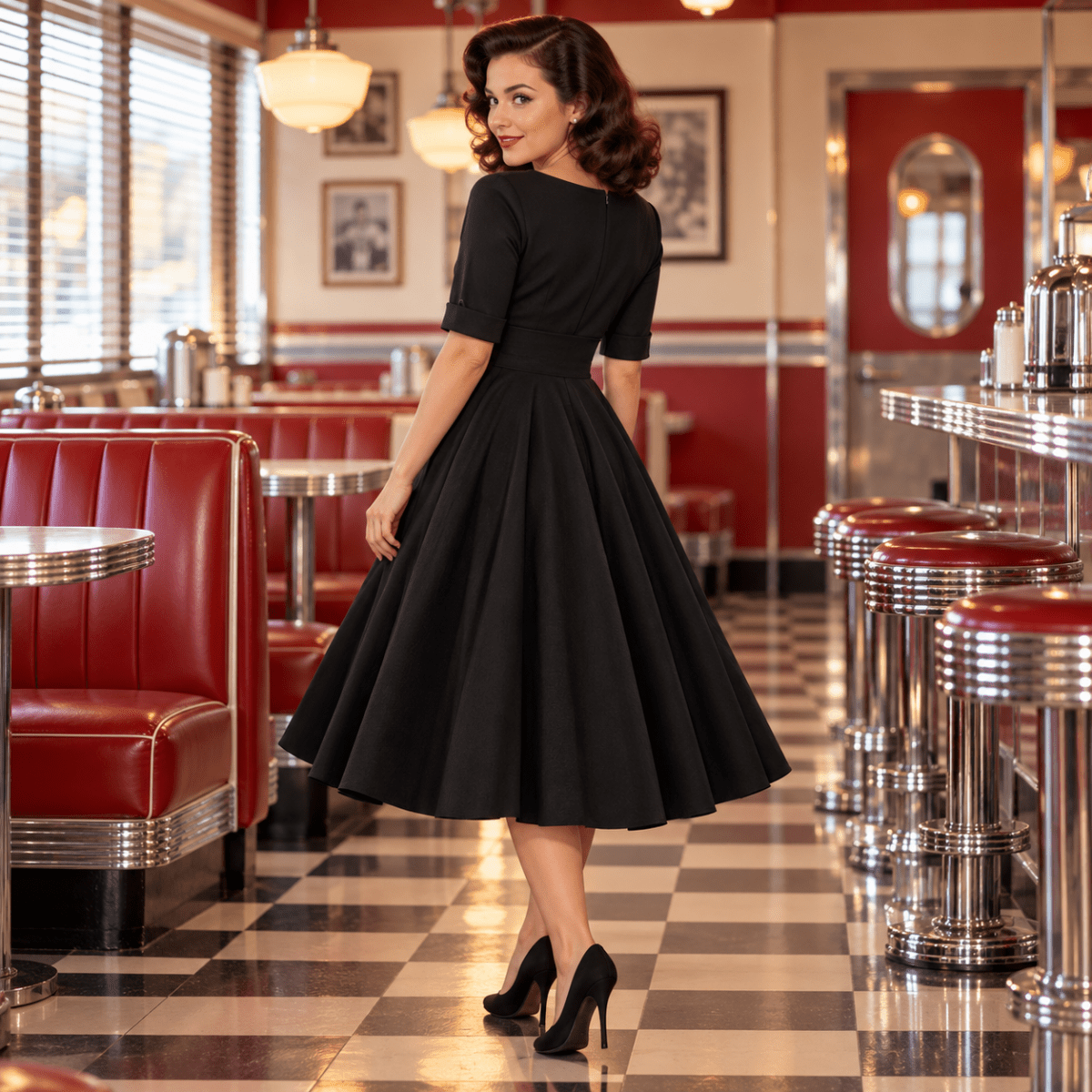 Robe Vintage Rockabilly 50s Noir - Louise Vintage