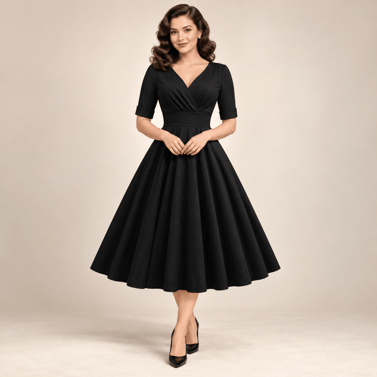 Robe Vintage Rockabilly 50s Noir - Louise Vintage