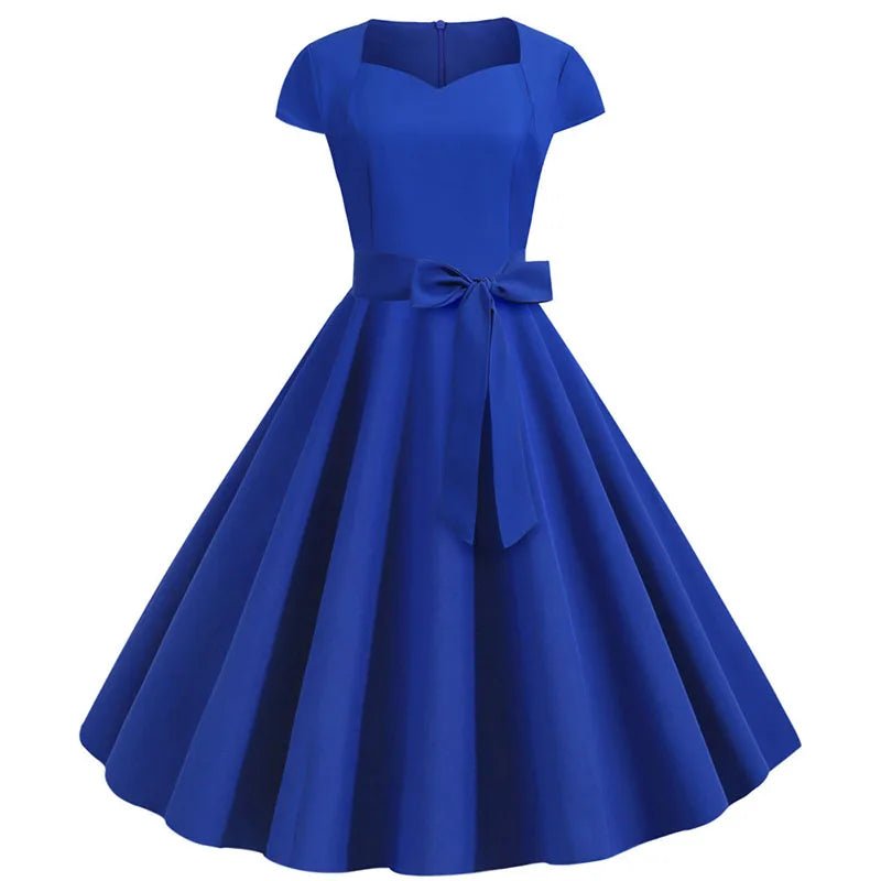 Robe Vintage Romantique Bleue Blanc - Louise Vintage