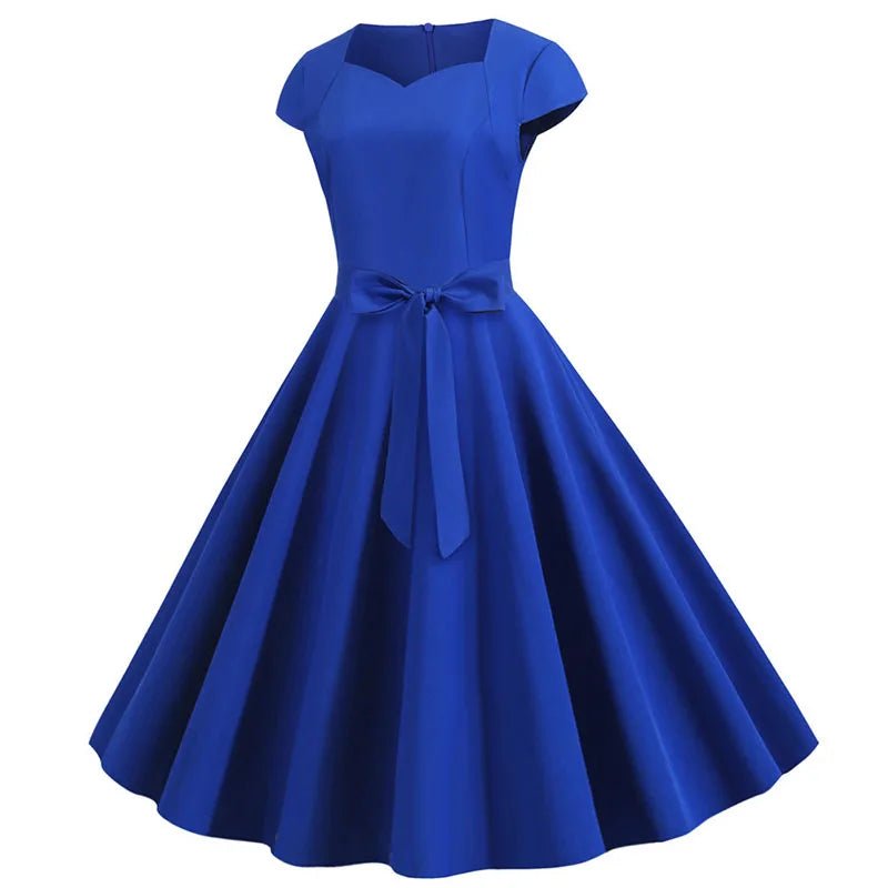 Robe Vintage Romantique Bleue Blanc - Louise Vintage