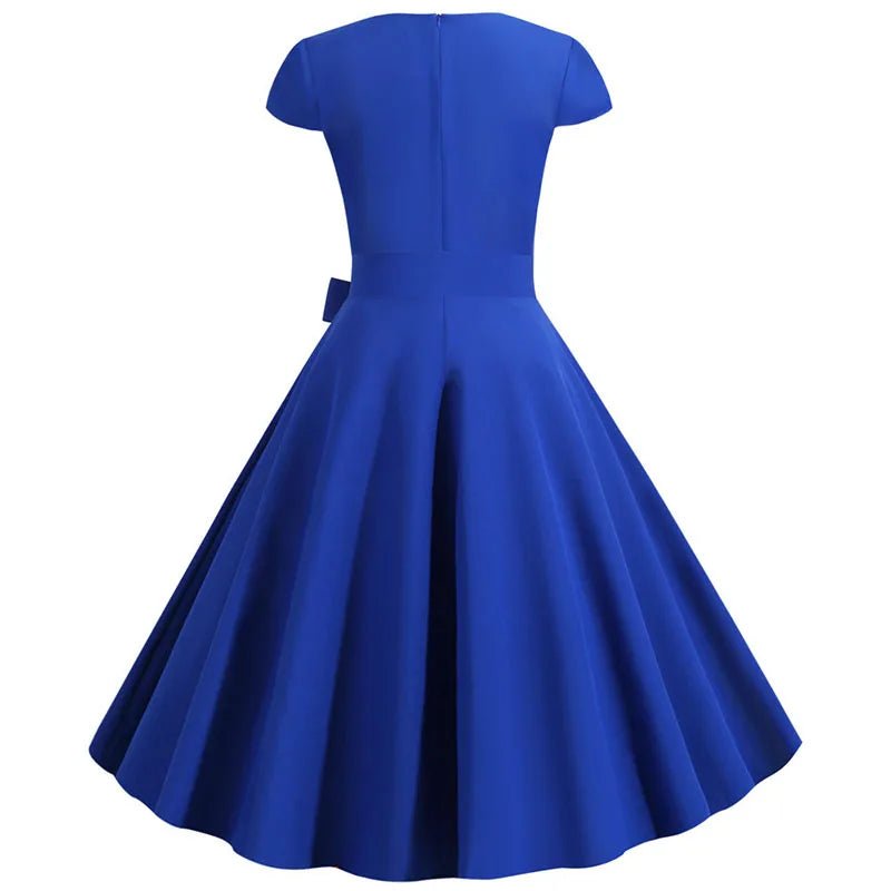 Robe Vintage Romantique Bleue Blanc - Louise Vintage
