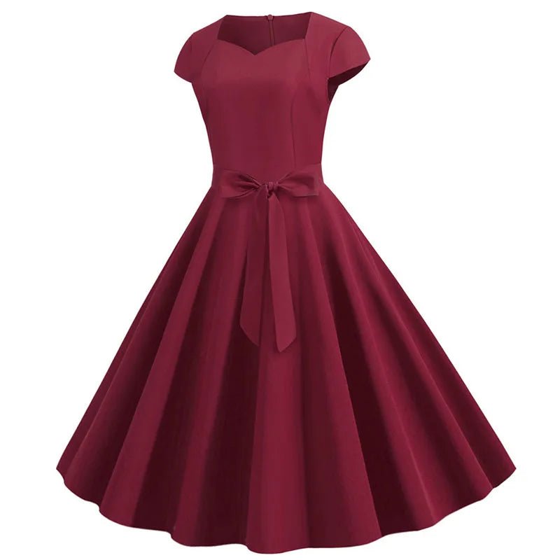 Robe Vintage Romantique Bordeaux - Louise Vintage