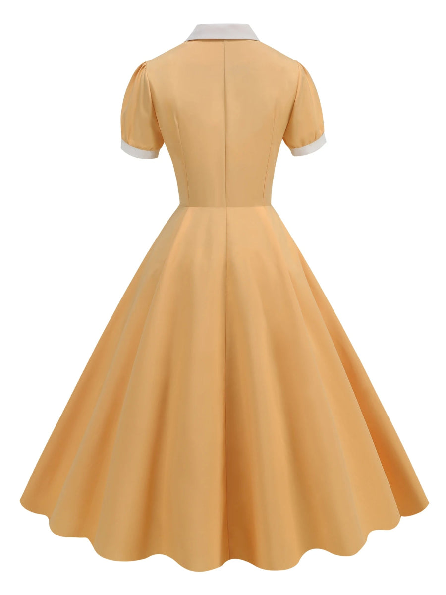 Robe Vintage Romantique Jaune - Louise Vintage