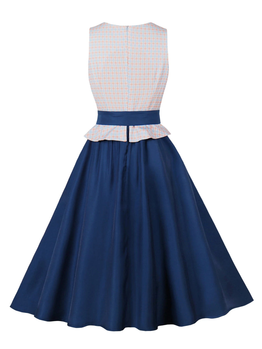 Robe Vintage Romantique Marine Blanc - Louise Vintage