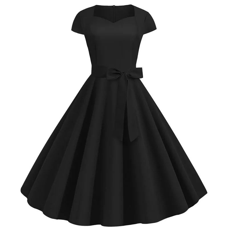 Robe Vintage Romantique Noir Blanc - Louise Vintage