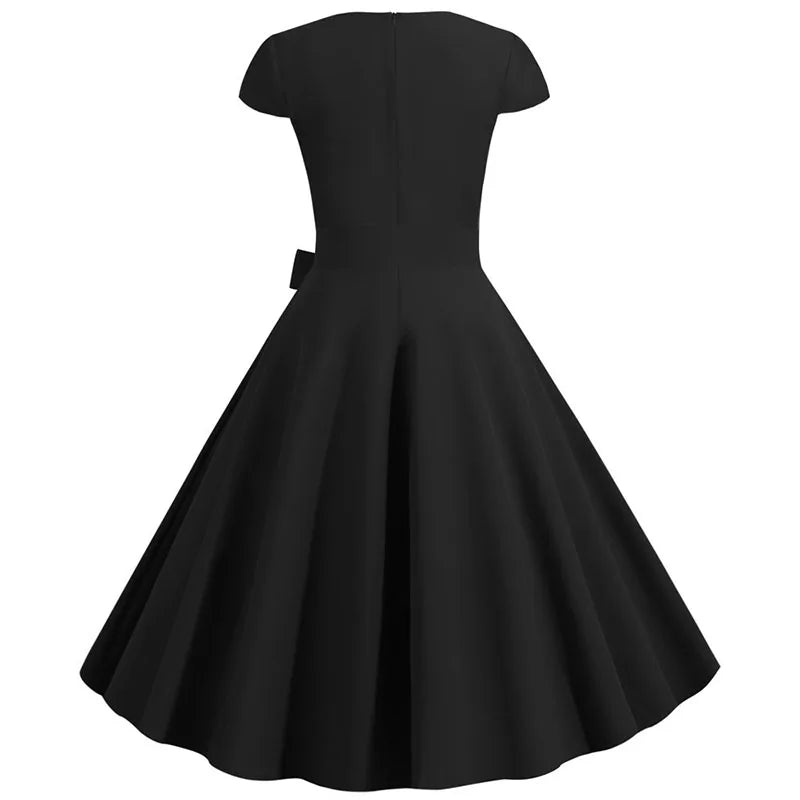 Robe Vintage Romantique Noir Blanc - Louise Vintage